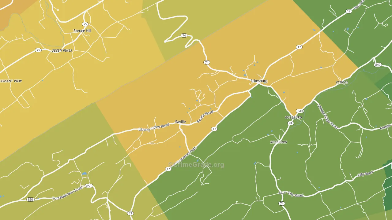Ickesburg, PA Map of Murder Rates
