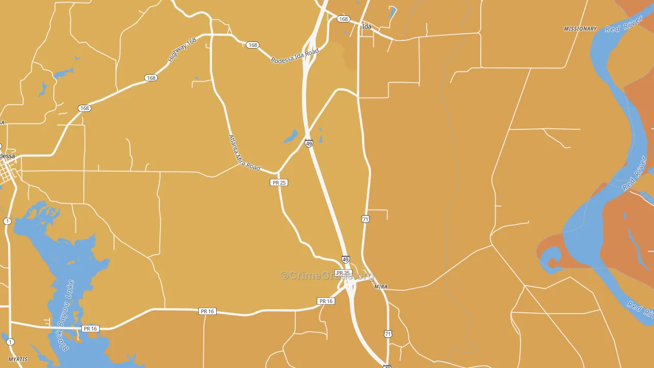 Ida, LA Map of Murder Rates