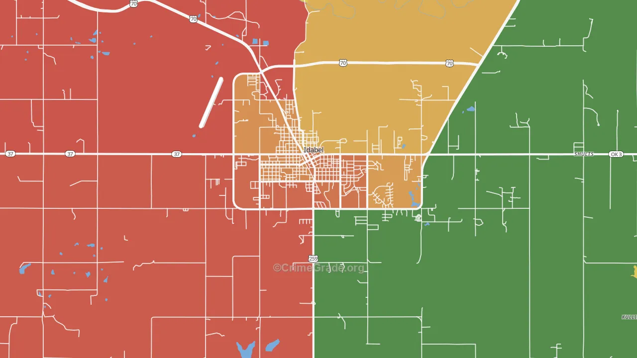 Idabel, OK Map of Murder Rates