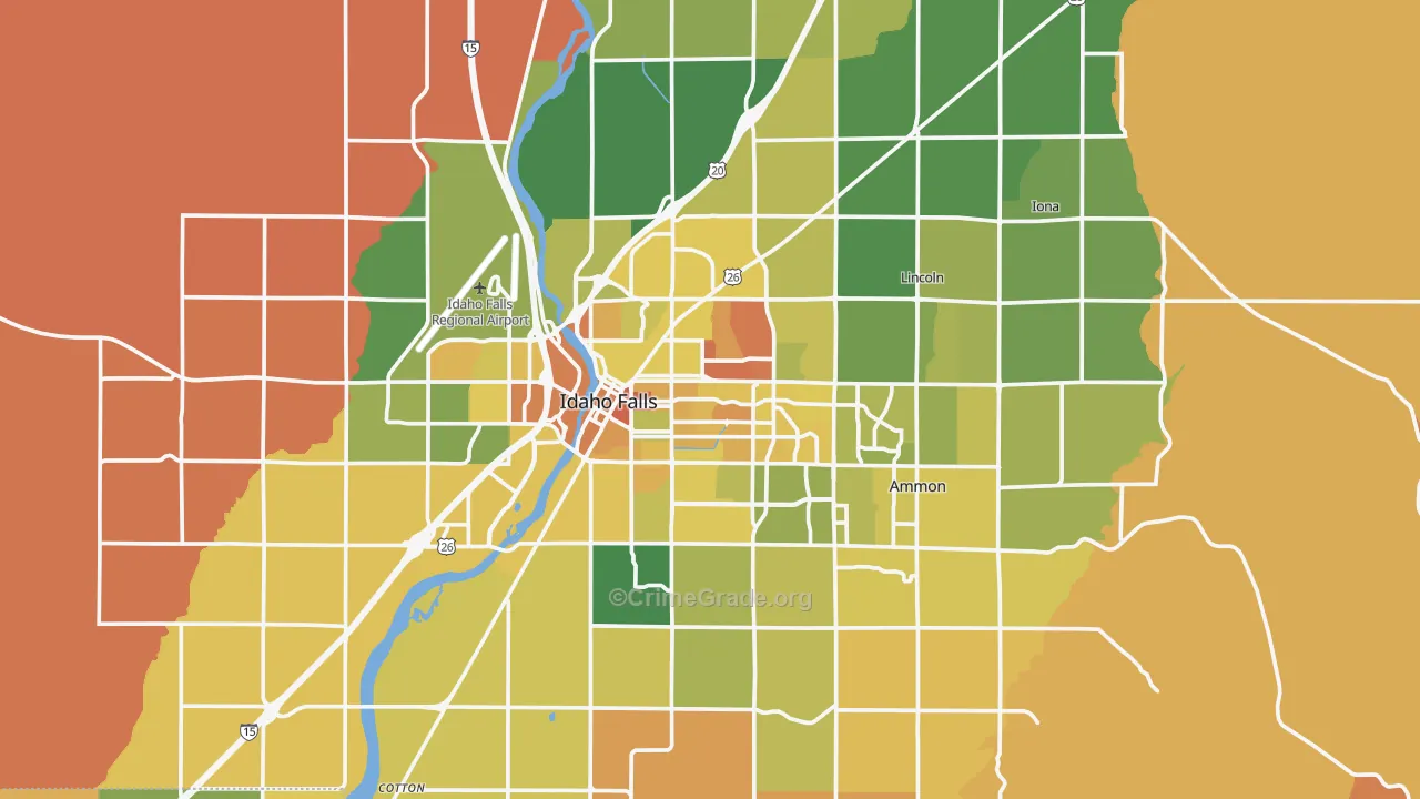 Idaho Falls, ID Map of Murder Rates