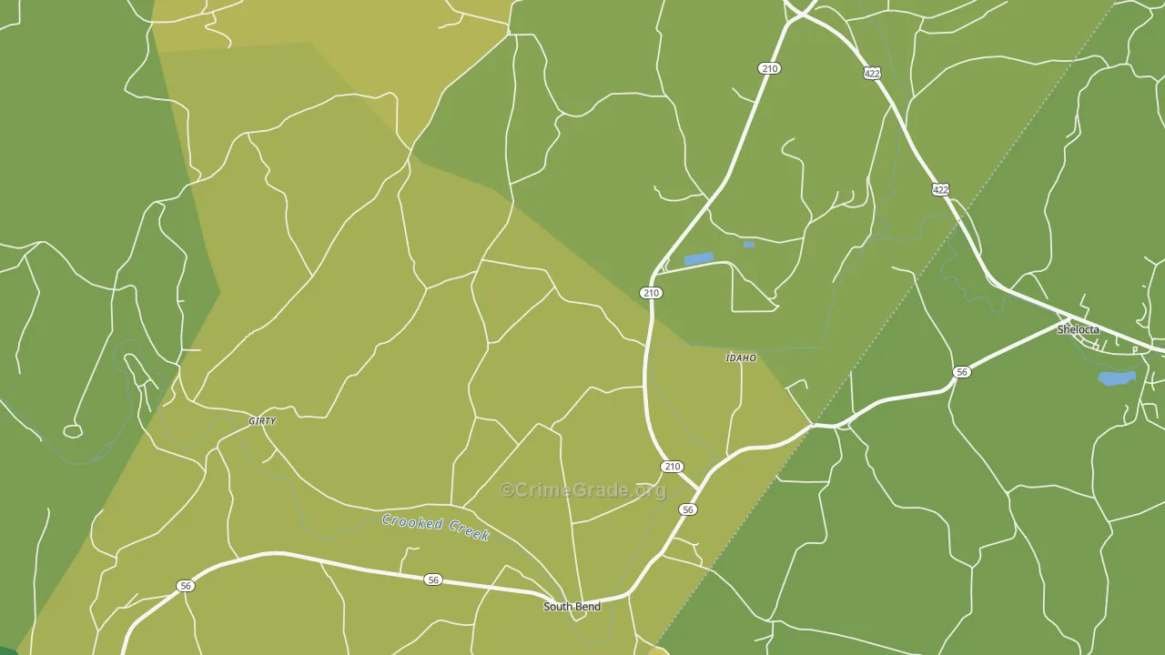 Idaho, PA Map of Murder Rates