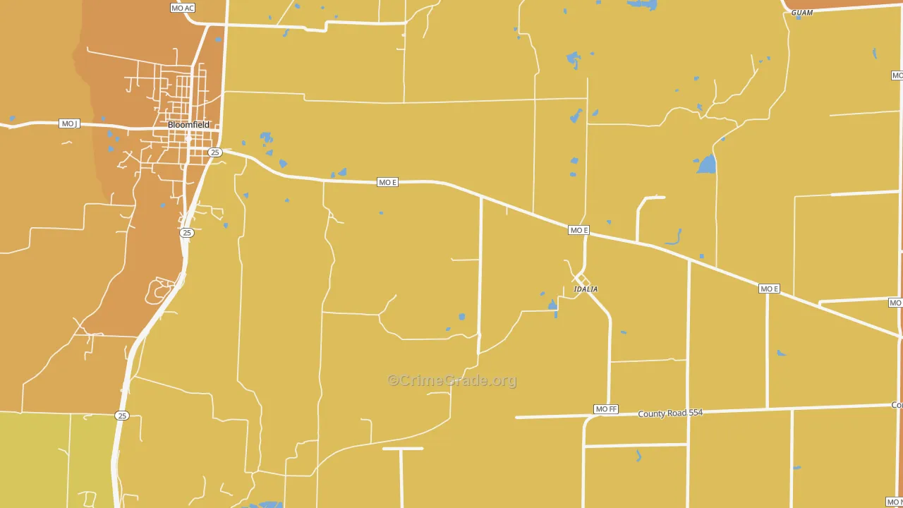 Idalia, MO Map of Murder Rates