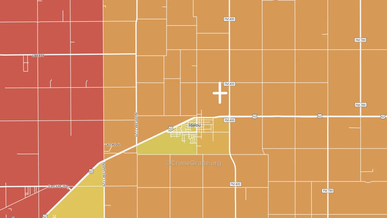Idalou, TX Map of Murder Rates