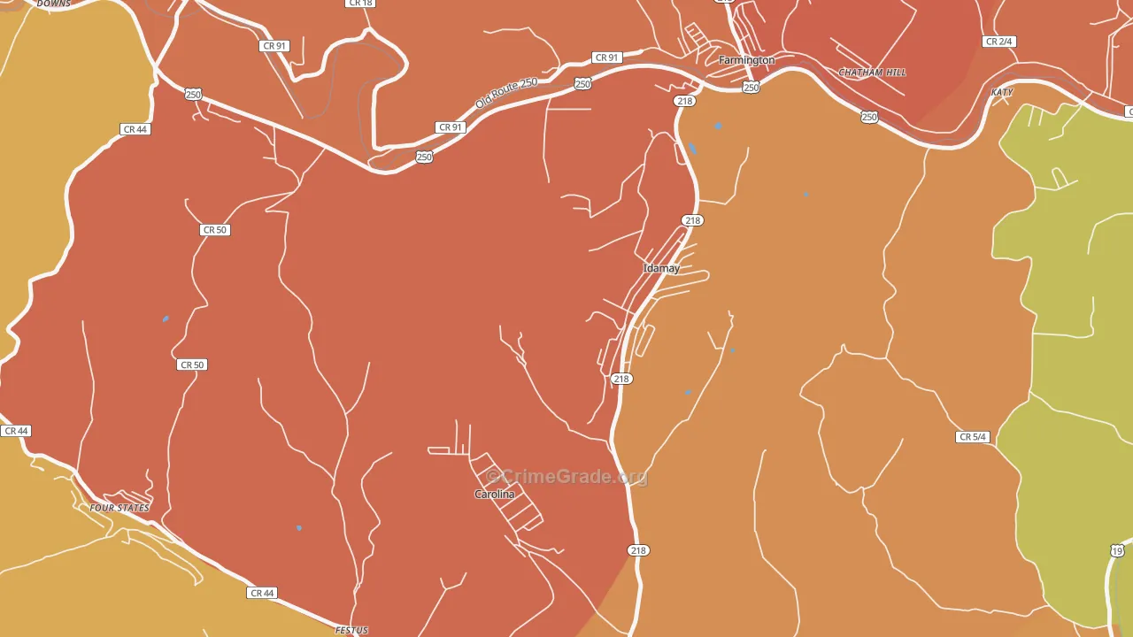 Idamay, WV Map of Murder Rates