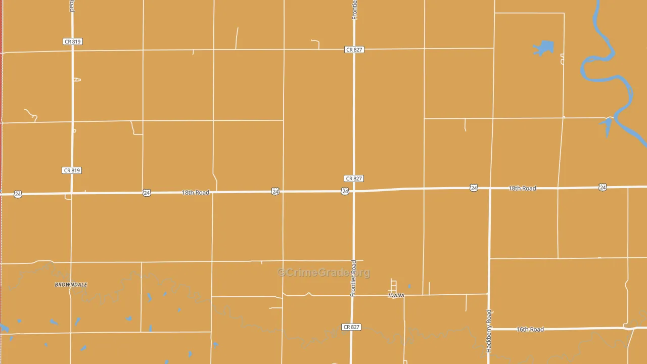 Idana, KS Map of Murder Rates