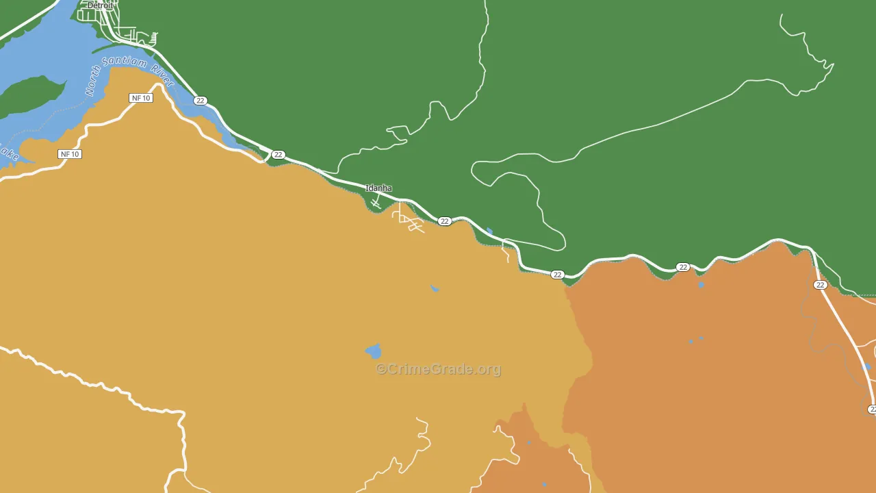 Idanha, OR Map of Murder Rates