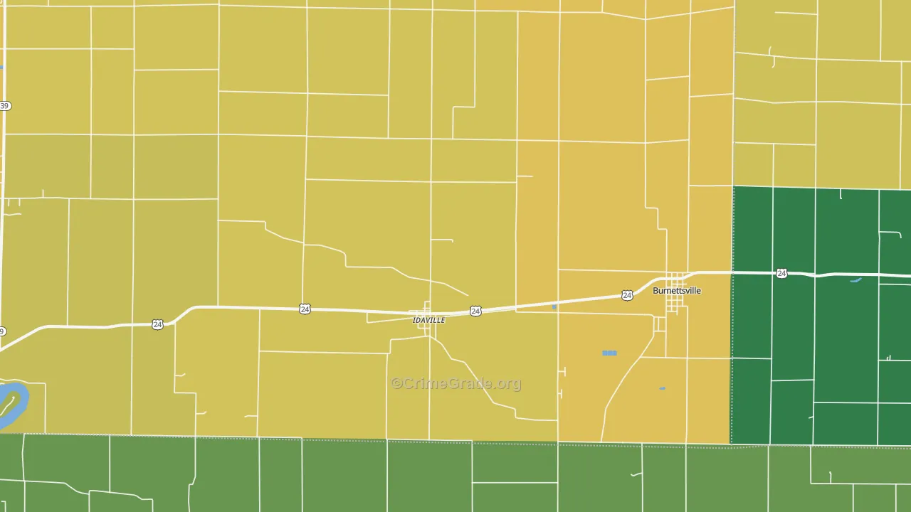 Idaville, IN Map of Murder Rates