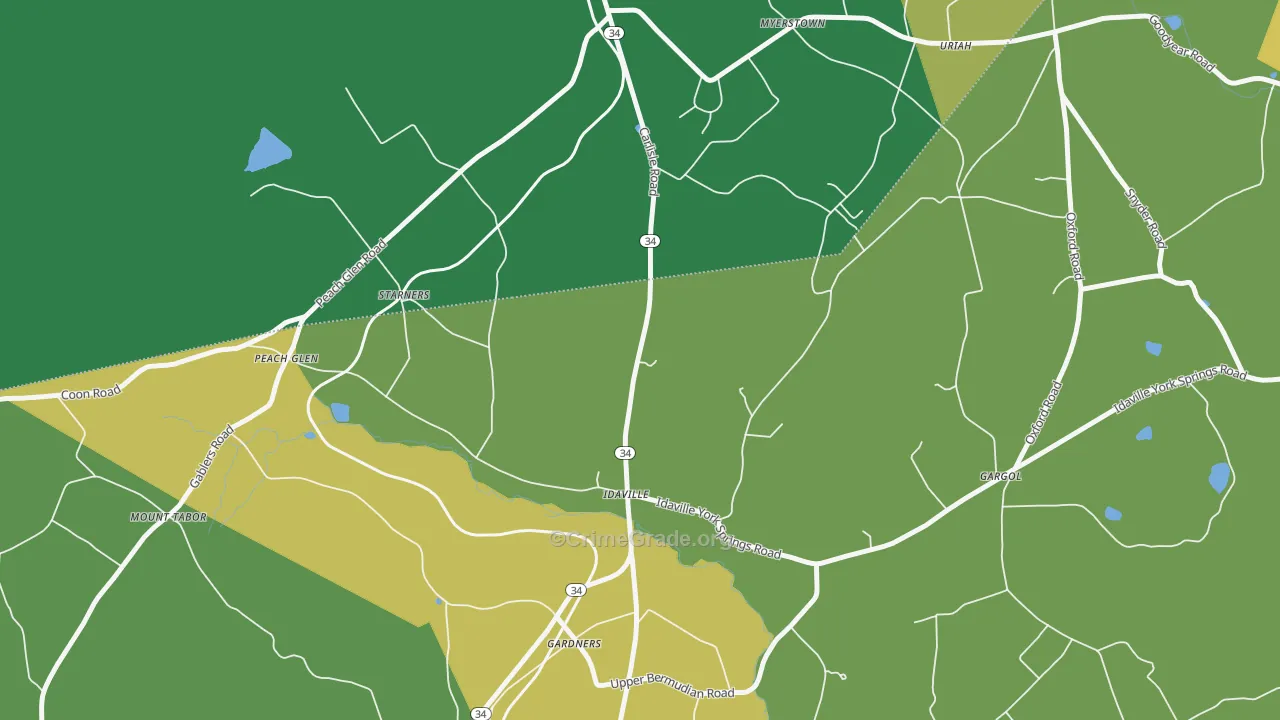 Idaville, PA Map of Murder Rates