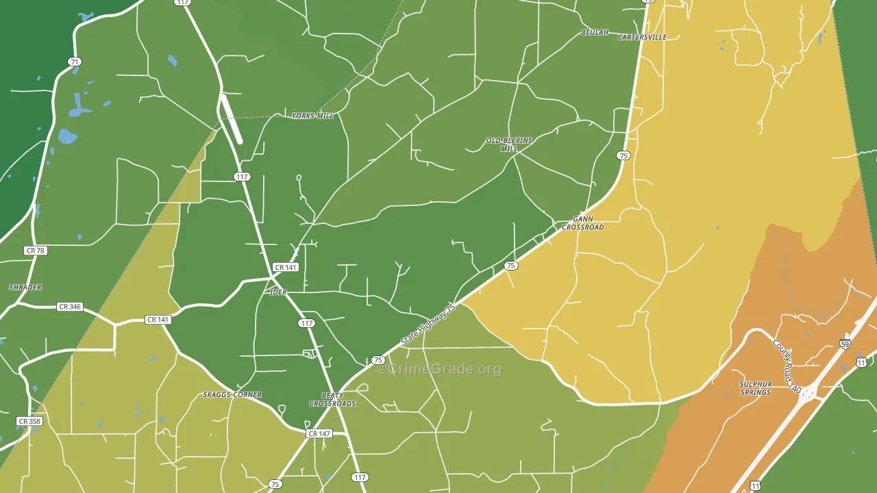 Ider, AL Map of Murder Rates