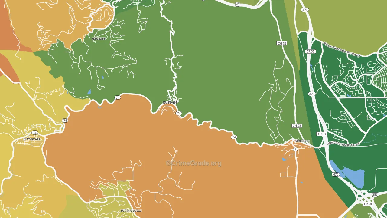 Idledale, CO Map of Murder Rates