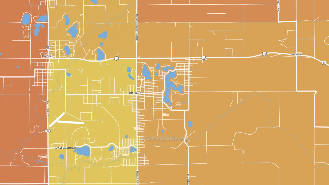Idlewild, MI Map of Murder Rates