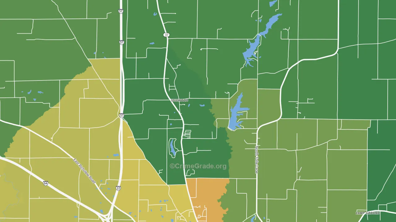 Idlewood, IL Map of Murder Rates