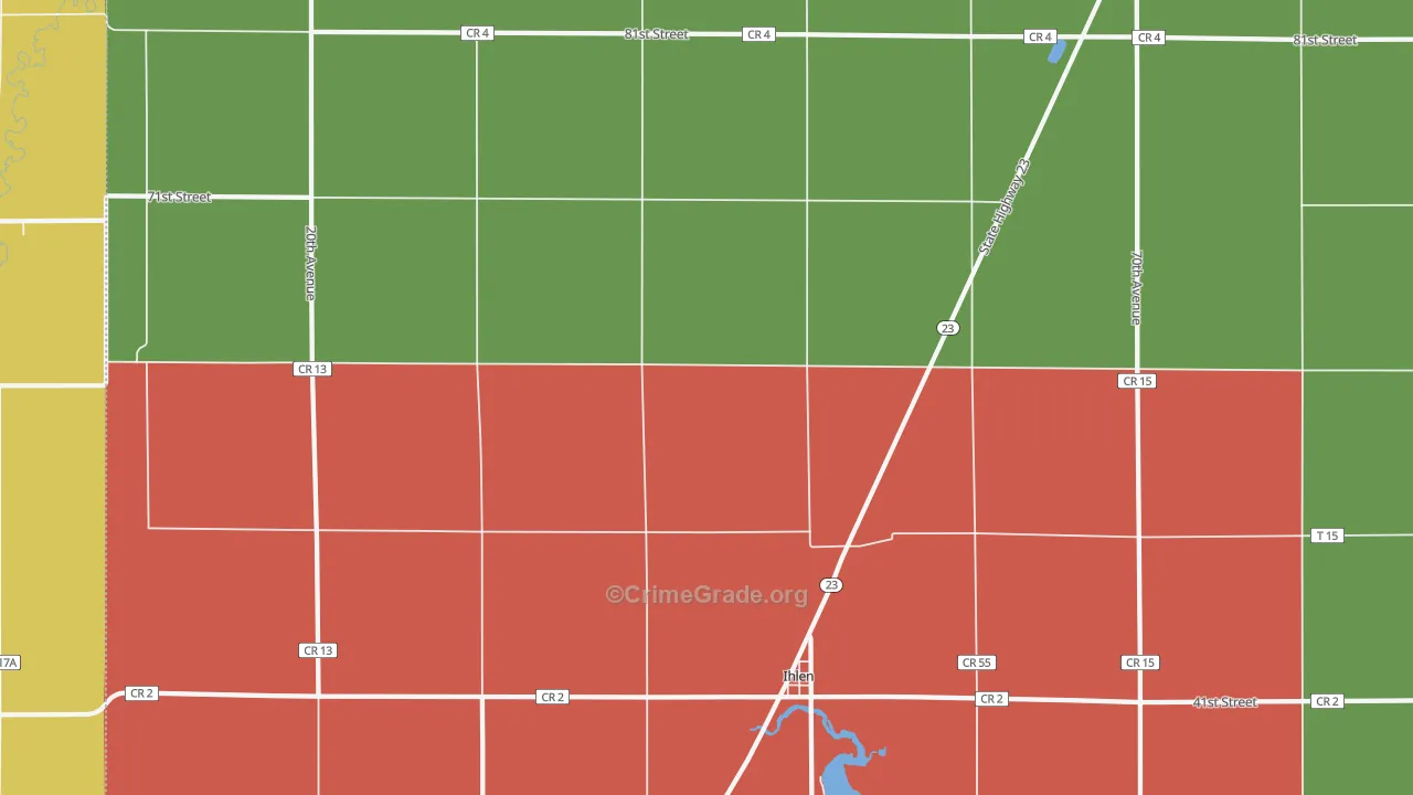 Ihlen, MN Map of Murder Rates
