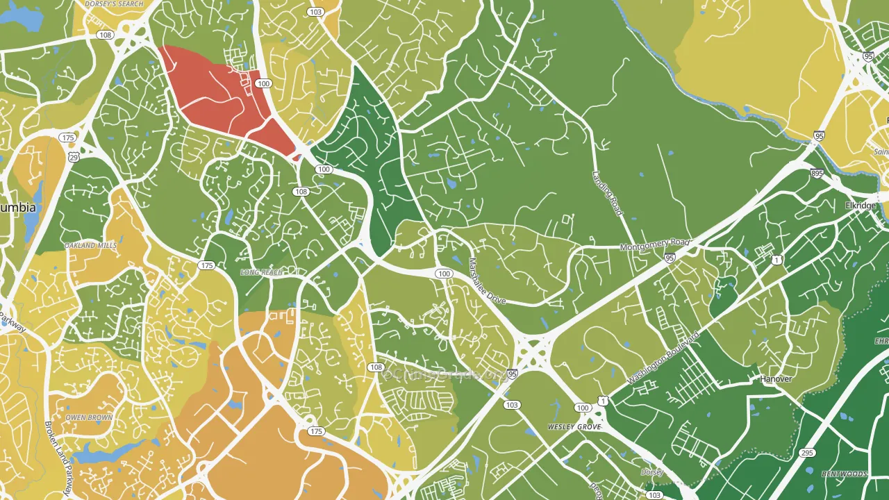 Ilchester, MD Map of Murder Rates