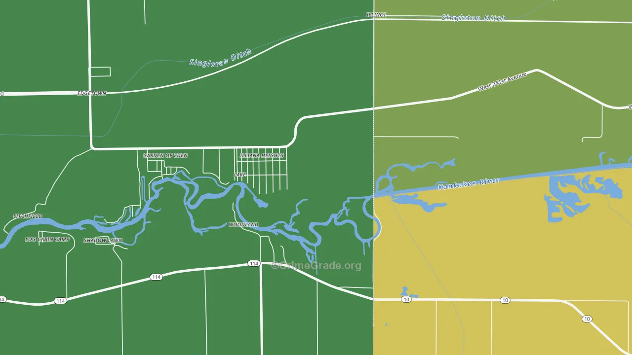 Illiana Heights, IL Map of Murder Rates