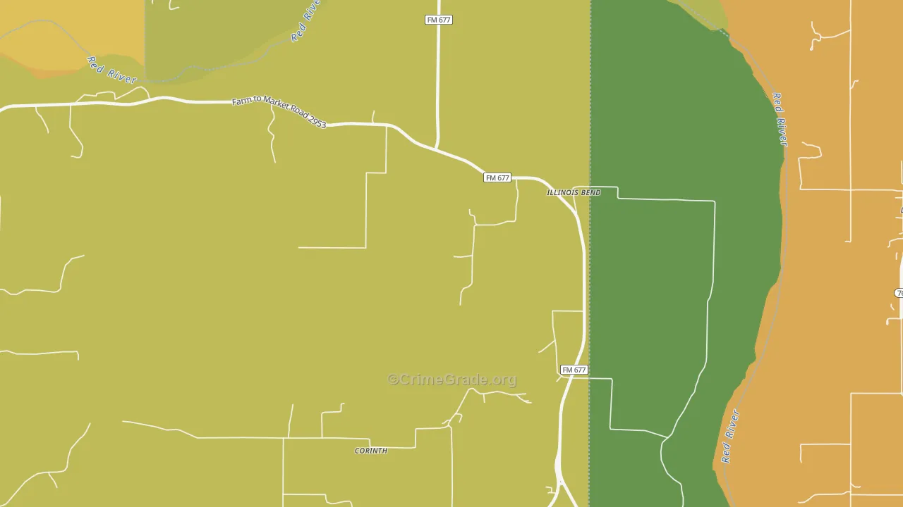 Illinois Bend, TX Map of Murder Rates