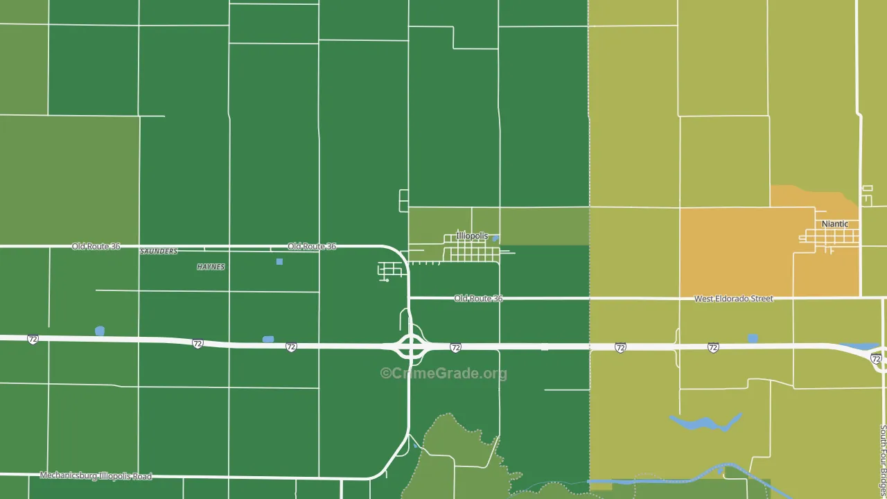Illiopolis, IL Map of Murder Rates