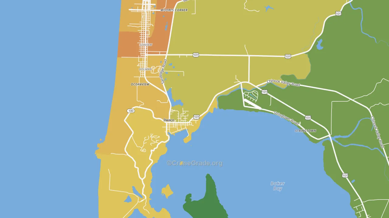 Ilwaco, WA Map of Murder Rates