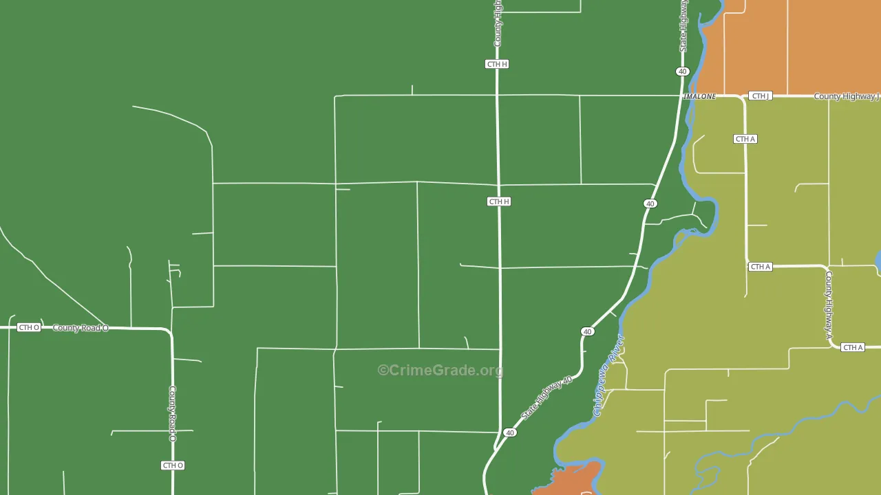 Imalone, WI Map of Murder Rates