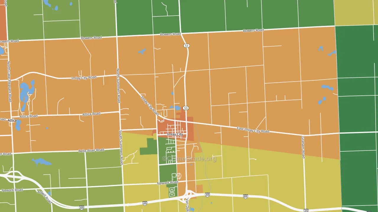 Imlay City, MI Map of Murder Rates