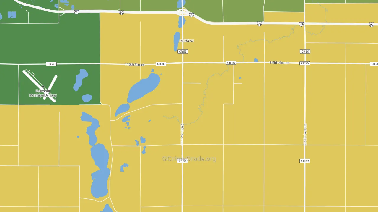 Imogene, MN Map of Murder Rates