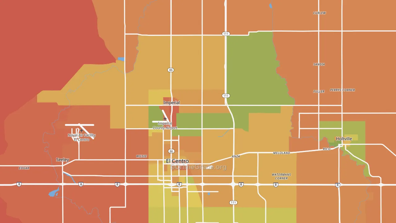 Imperial County, CA Map of Murder Rates
