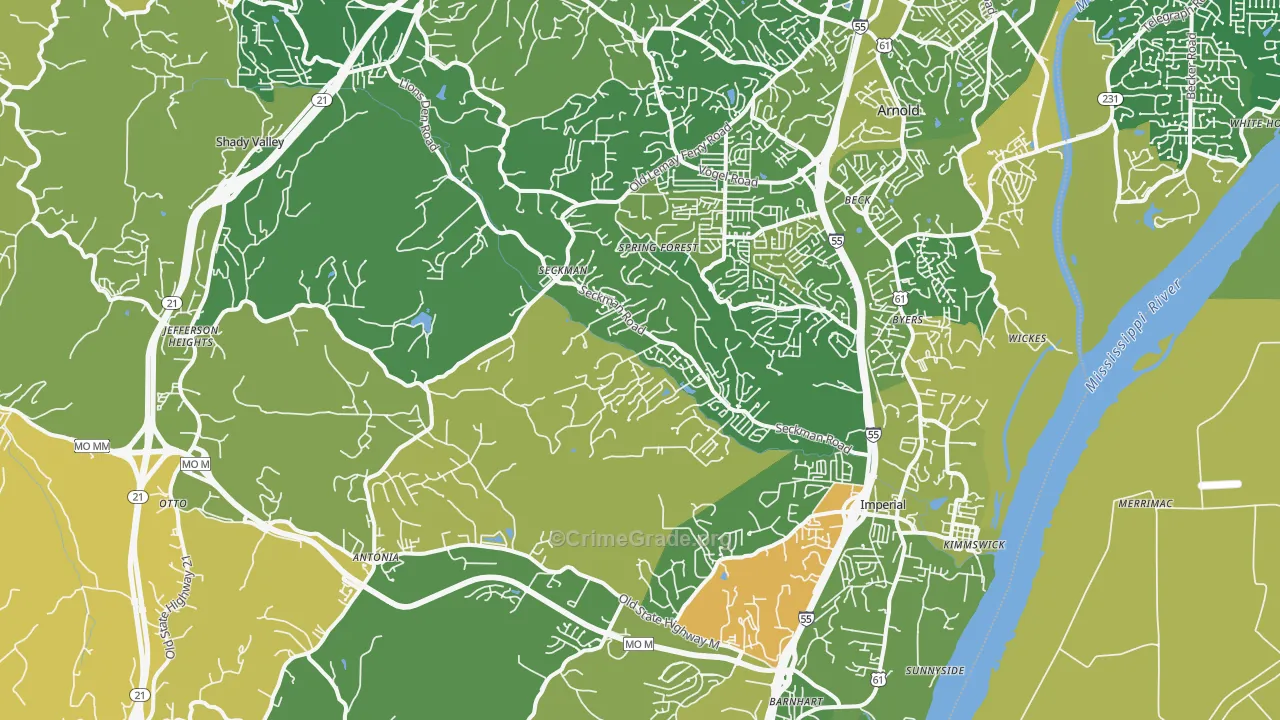 Imperial, MO Map of Murder Rates