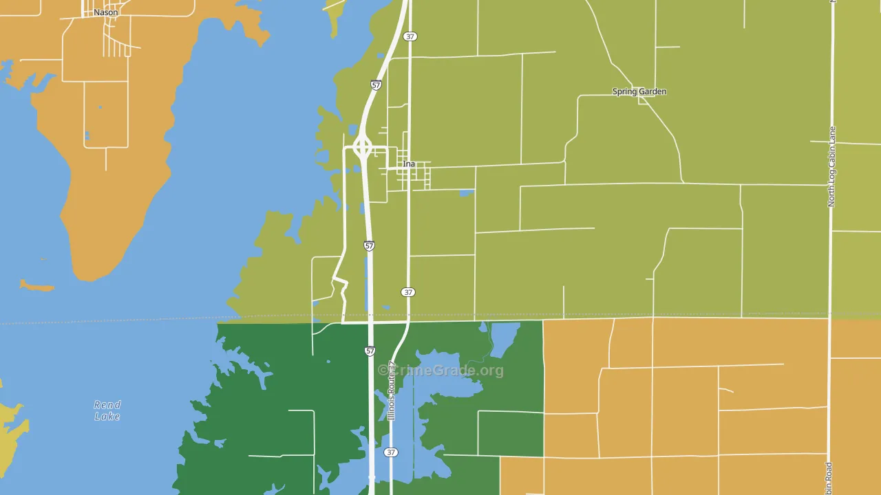 Ina, IL Map of Murder Rates
