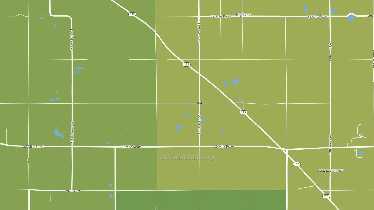 Ina, MI Map of Murder Rates