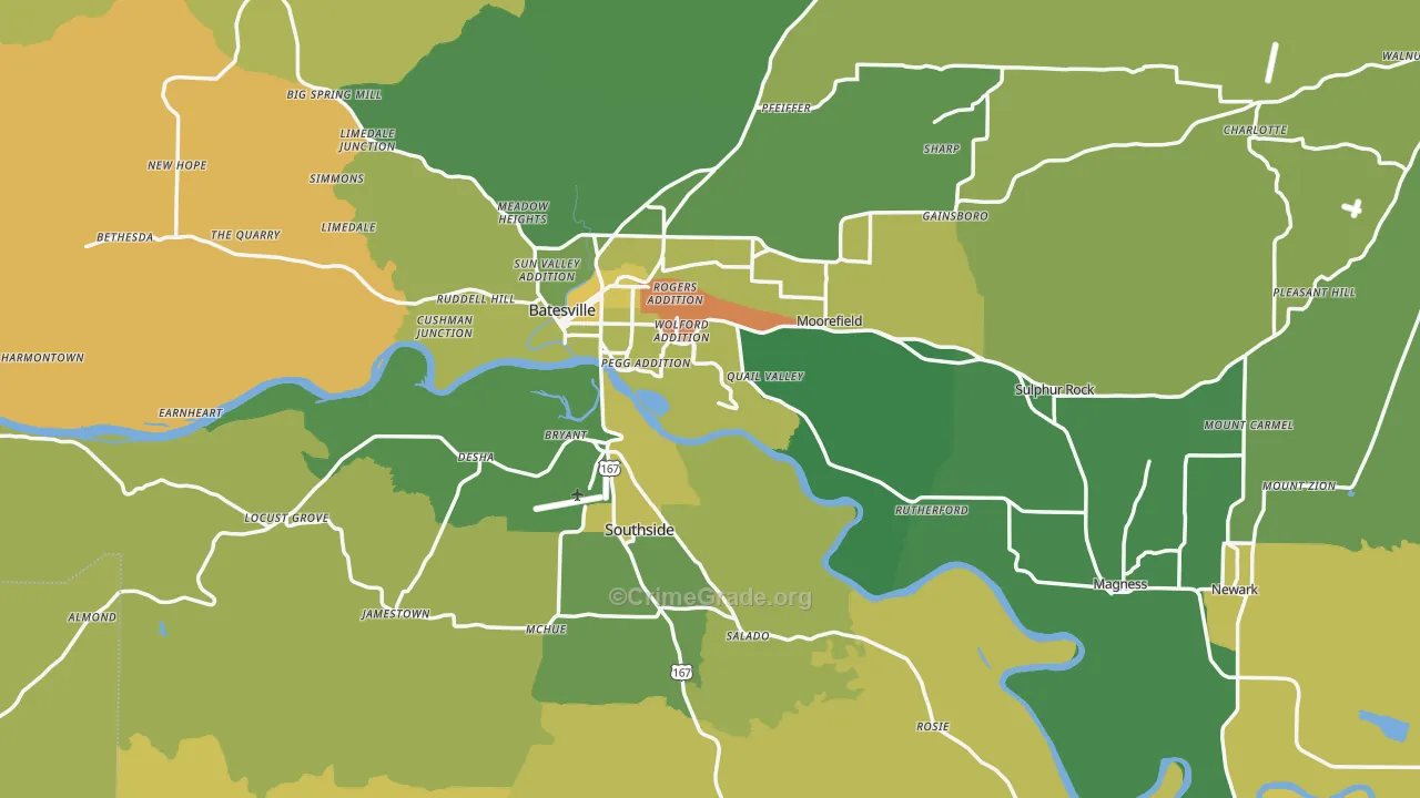 Independence County, AR Map of Murder Rates