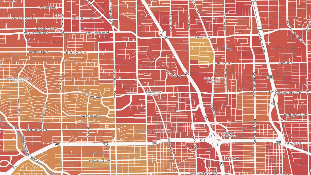Independence Heights, Houston, TX Map of Murder Rates