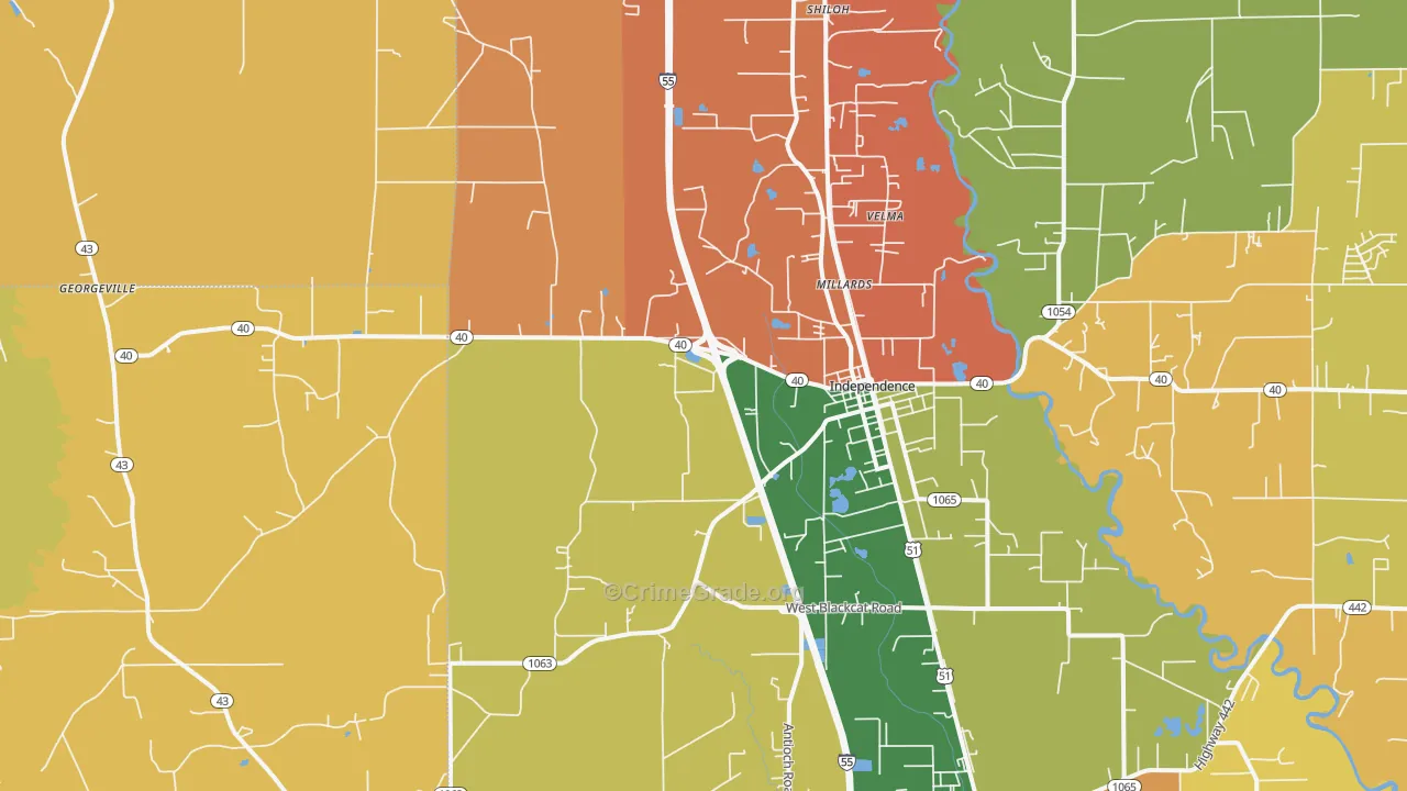 Independence, LA Map of Murder Rates