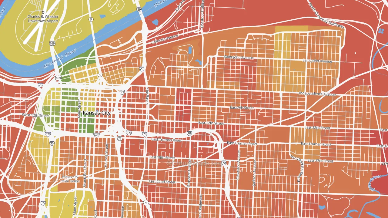 Independence Plaza, Kansas City, MO Map of Murder Rates