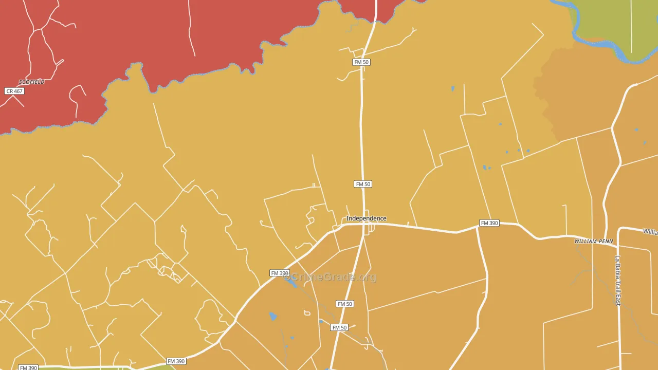 Independence, TX Map of Murder Rates