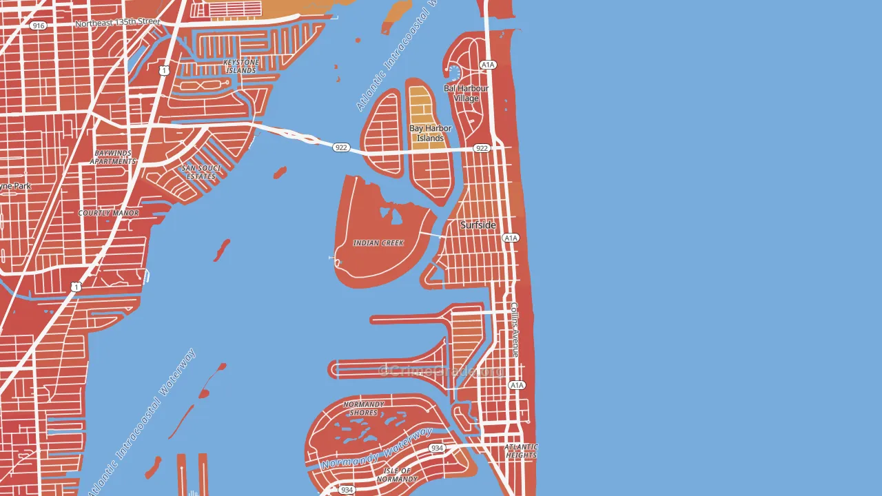 Indian Creek, FL Map of Murder Rates