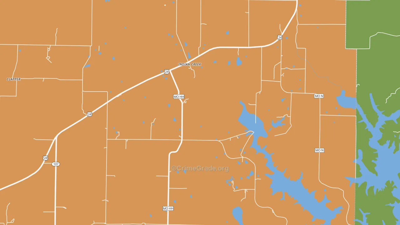 Indian Creek, MO Map of Murder Rates