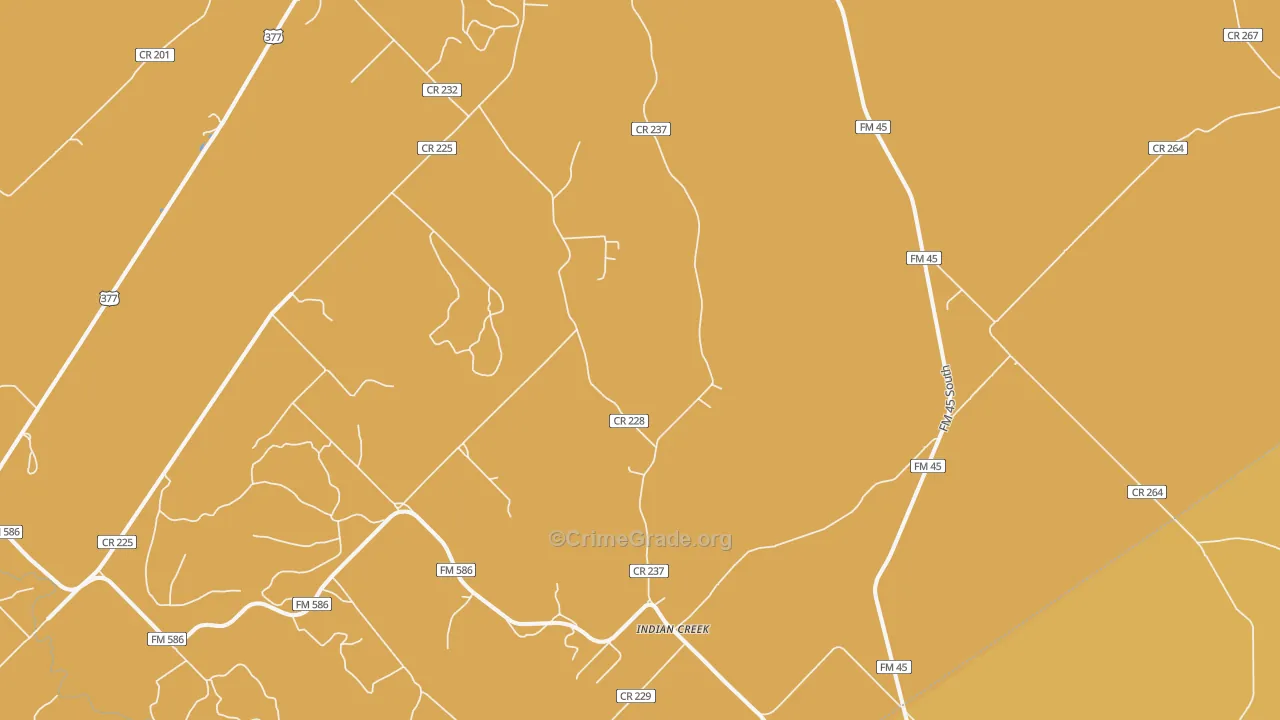 Indian Creek, TX Map of Murder Rates