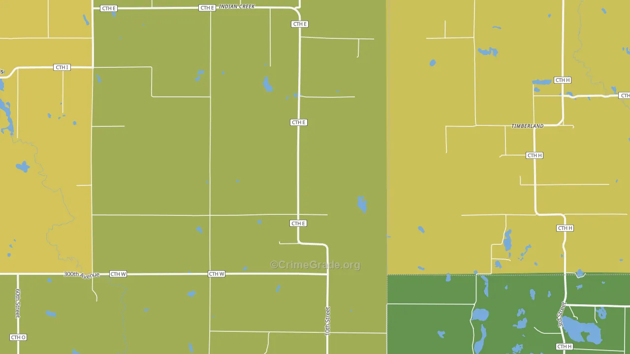 Indian Creek, WI Map of Murder Rates
