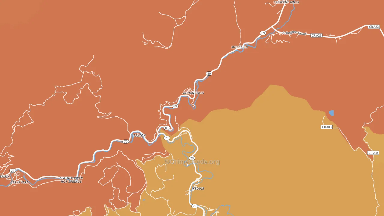 Indian Falls, CA Map of Murder Rates