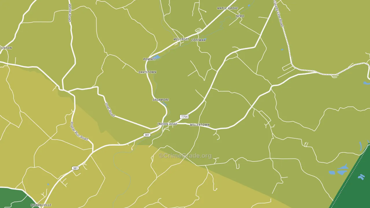 Indian Head, PA Map of Murder Rates