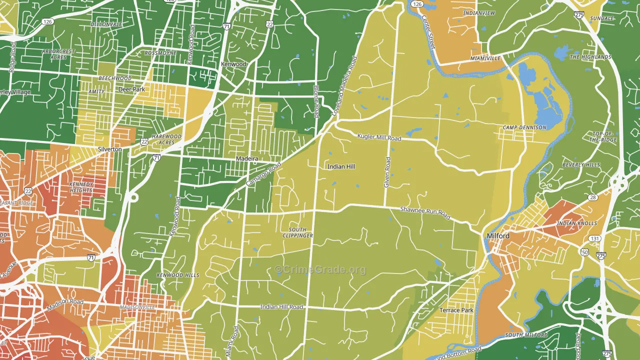 Indian Hill, OH Map of Murder Rates