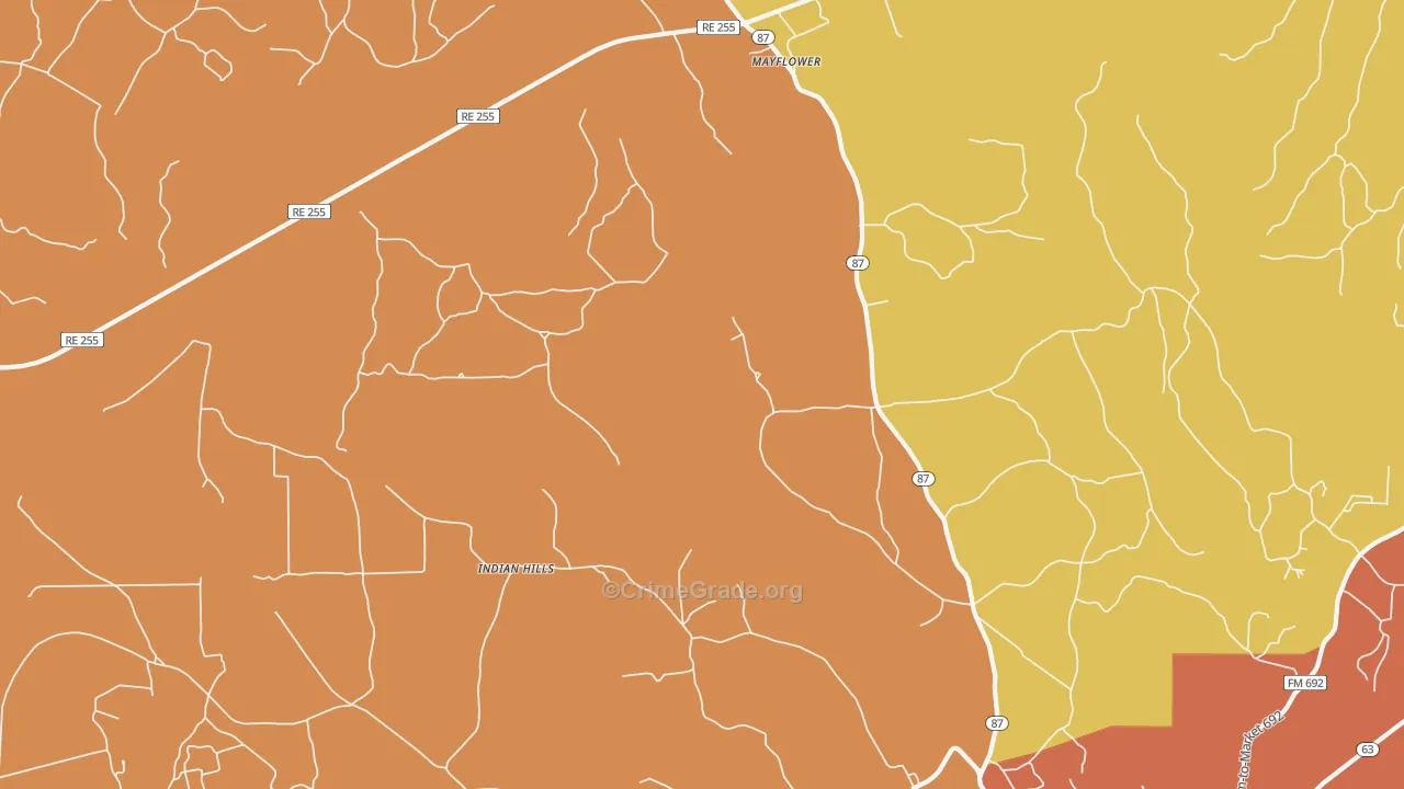 Indian Hill, TX Map of Murder Rates