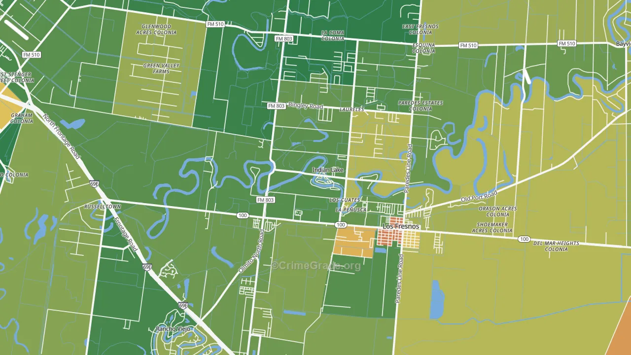 Indian Lake, TX Map of Murder Rates