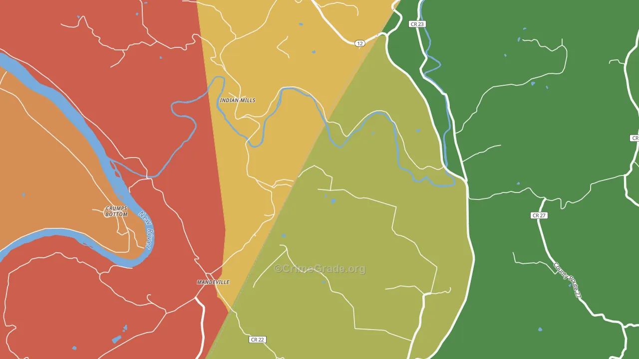Indian Mills, WV Map of Murder Rates