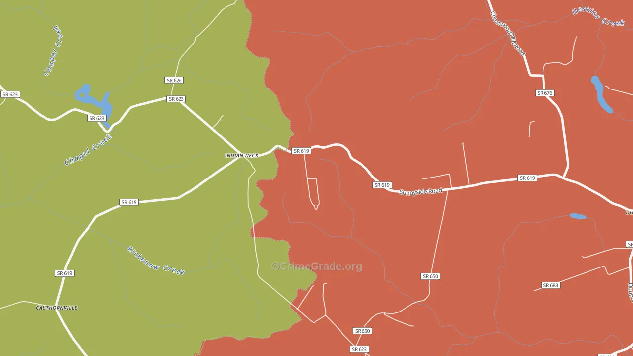 Indian Neck, VA Map of Murder Rates