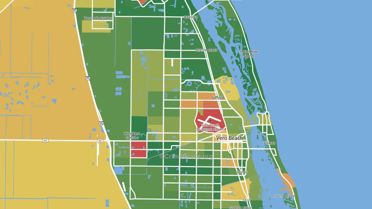 Indian River County, FL Map of Murder Rates
