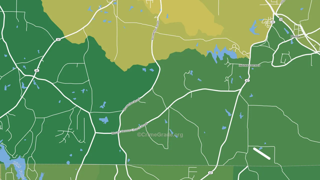 Indian Springs, GA Map of Murder Rates