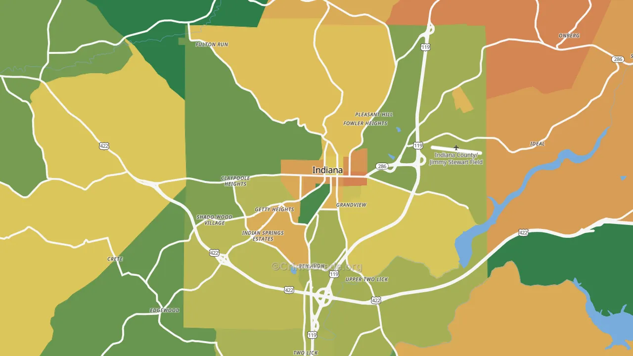 Indiana, PA Map of Murder Rates
