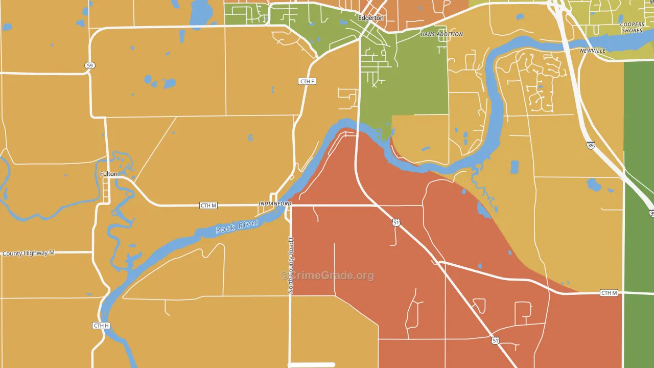 Indianford, WI Map of Murder Rates