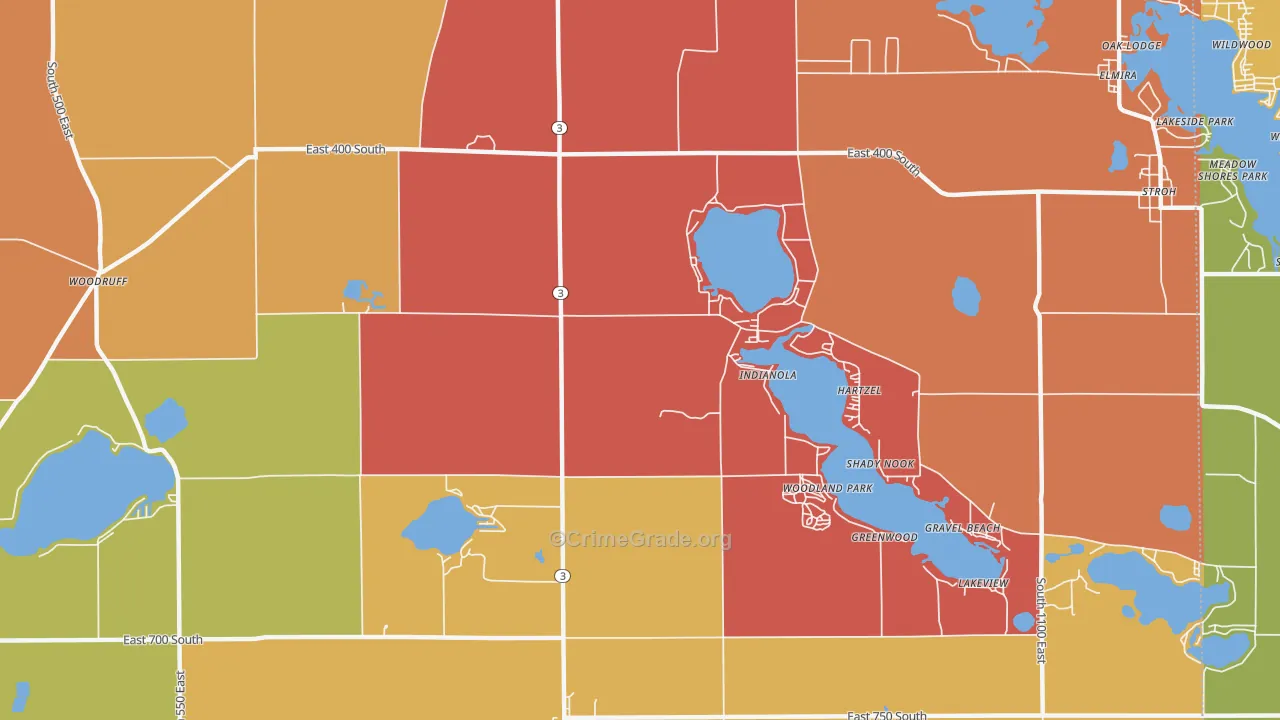 Indianola, IN Map of Murder Rates